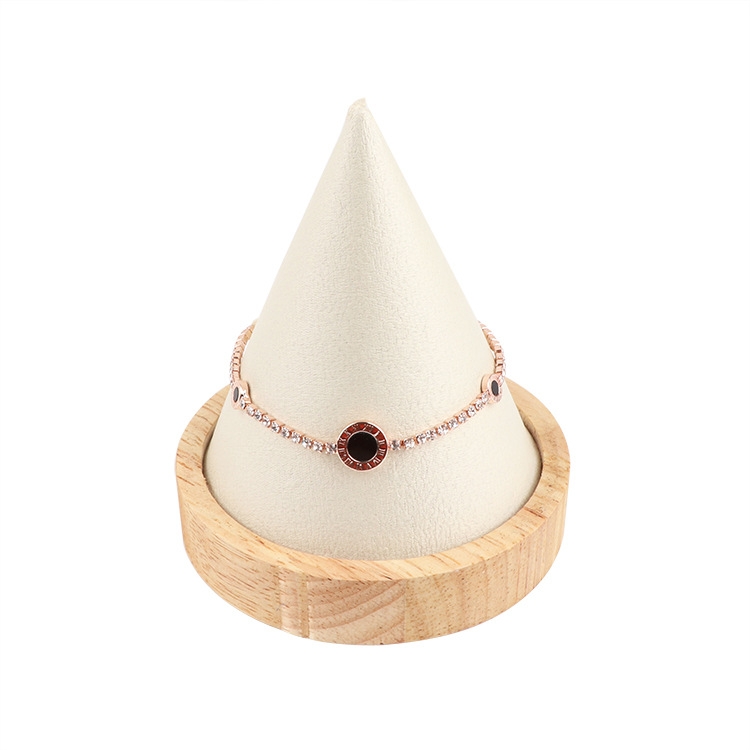 

Circular Cone Log Rings Bracelets Jewelry Rack Storage Display Stand, Size: L(Beige)