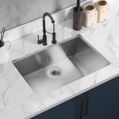 

[US Warehouse] Stainless Steel Single Bowl Kitchen Sink, Size: 32 x 19 x 9 inch