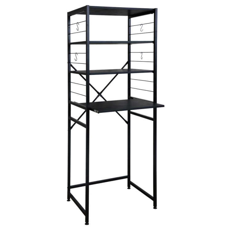 

[JPN Warehouse] Four-layer PVC kitchen Shelf Range Hood Bracket with Removable Shelf, Size: 170 x 60.3 x 43.8cm(Black)