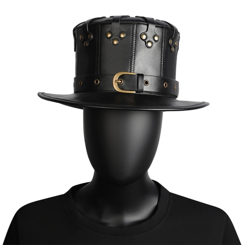 

FHG144BK Halloween Punk Style Rivet Gentleman Hat Magic Hat