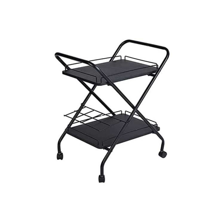 

[US Warehouse] Metal Bar Service Car with Wine Rack & Wheels, Size: : 23.7x17.5x27.5 inch