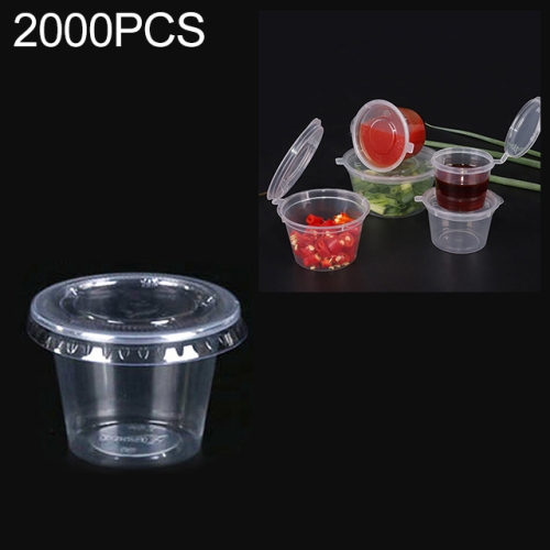 

2000 PCS Thick Disposable Transparent Plastic Takeout Packaging Seasoning Box with Lid, Style： 1.5oz Split Cup 40ml