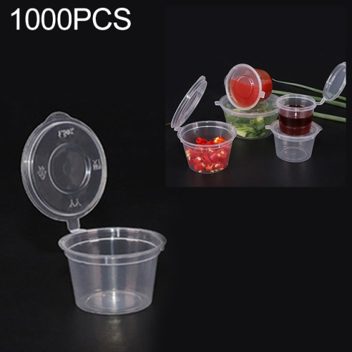 

1000 PCS Thick Disposable Transparent Plastic Takeout Packaging Seasoning Box with Lid, Style： 1.5oz Siamese Cup 35ml