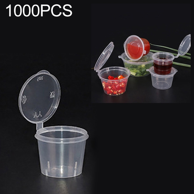 

1000 PCS Thick Disposable Transparent Plastic Takeout Packaging Seasoning Box with Lid, Style： 1oz Siamese Cup 30ml