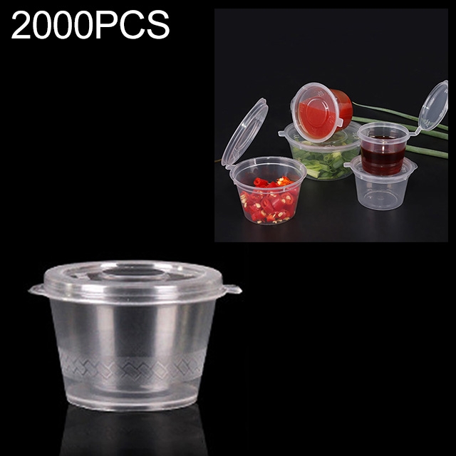 

2000 PCS Thick Disposable Transparent Plastic Takeout Packaging Seasoning Box with Lid, Style： 1oz Siamese Cup 25ml