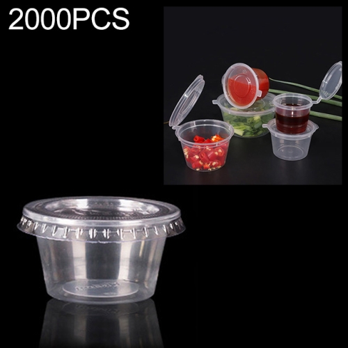 

2000 PCS Thick Disposable Transparent Plastic Takeout Packaging Seasoning Box with Lid, Style： 2oz Split Cup 60ml