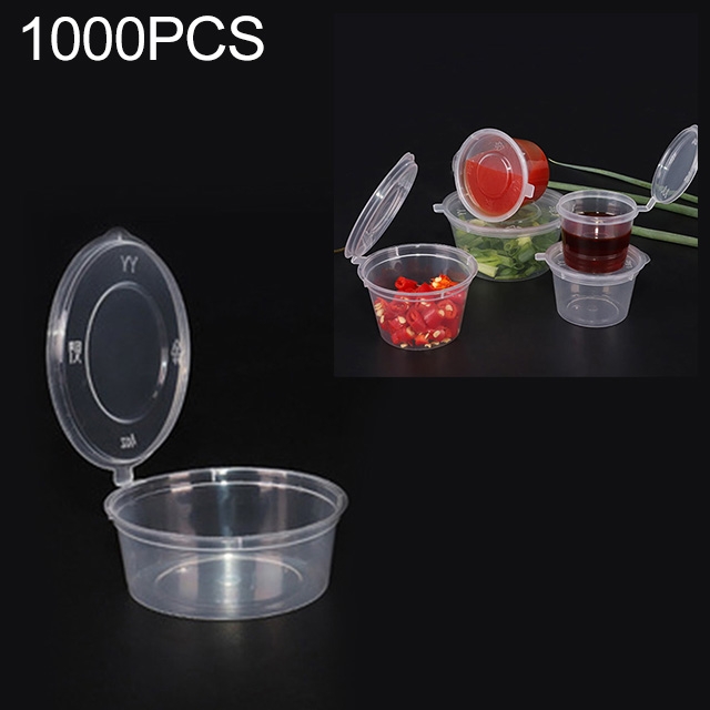 

1000 PCS Thick Disposable Transparent Plastic Takeout Packaging Seasoning Box with Lid, Style： 4oz Siamese Inner Cup 100ml