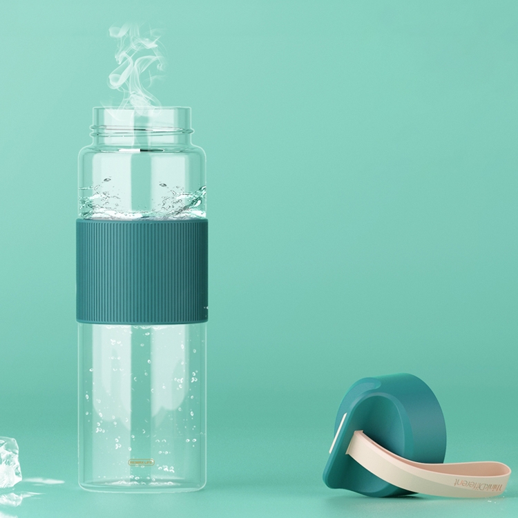 

REMAX LIFE RL-CUP90 490ml Transparent Glass Water Bottle Drink Bottles with Silicone Strap(Blue)
