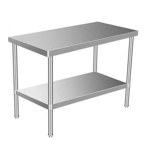 

[US Warehouse] Heavy Duty Stainless Steel Workbench Kitchen Food Preparation Table Double Shelf, Size: 60 x 35 x 24 inch