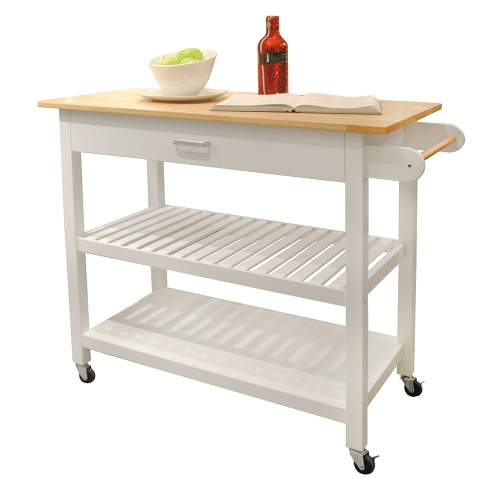 

[US Warehouse] Kitchen Cart with 1 Drawer, Size: 101.6 x 91.5 x 50.8cm(White)