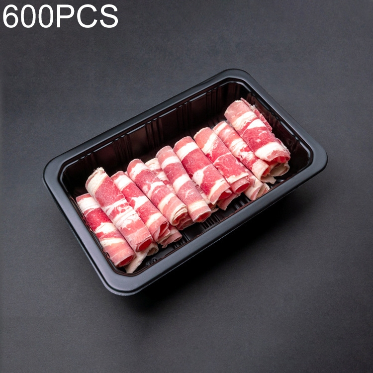 

600 PCS Disposable Plastic Vegetable Fruit Packaging Fresh-keeping Box Tray(Black)