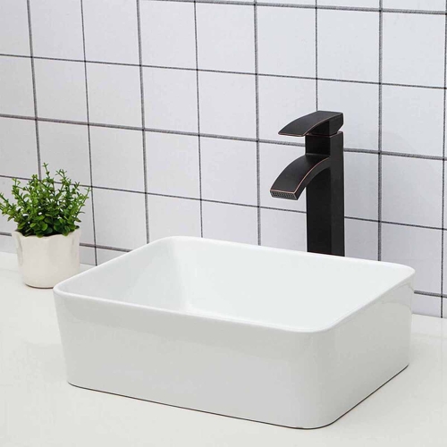 

[US Warehouse] Ceramic Basin Single Bowl Hand Wash Bathroom Basin, Size: 19 x 15 x 6 inch