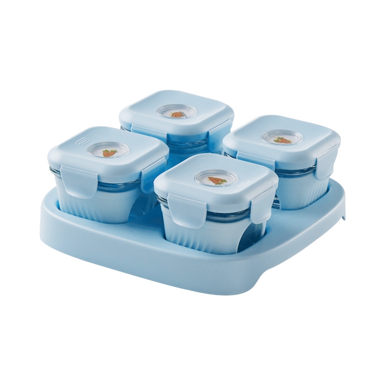

Original Xiaomi Youpin KL02004 Kalar 4 PCS/ Set Glass Supplementary Food Box with Tray (Blue)