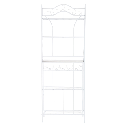 

[US Warehouse] 5-Layer MDF Board Iron Kitchen Shelves with Wine Rack, Size: 63.5x39.37x73.99cm