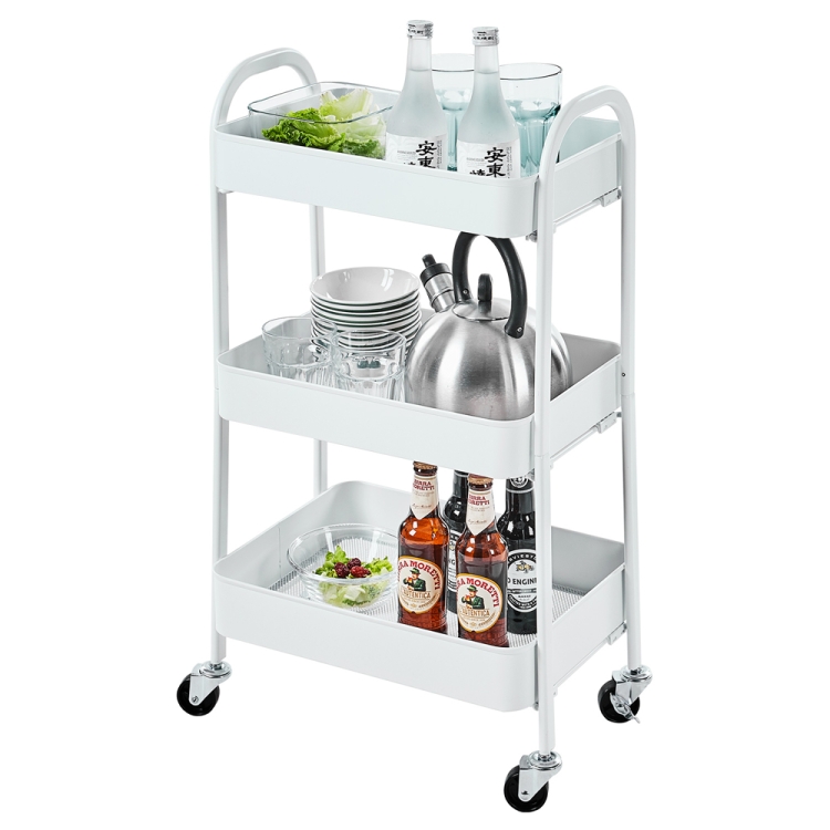 

[US Warehouse] 3-Tier Kitchen Counter Shelf Rolling Storage Cart