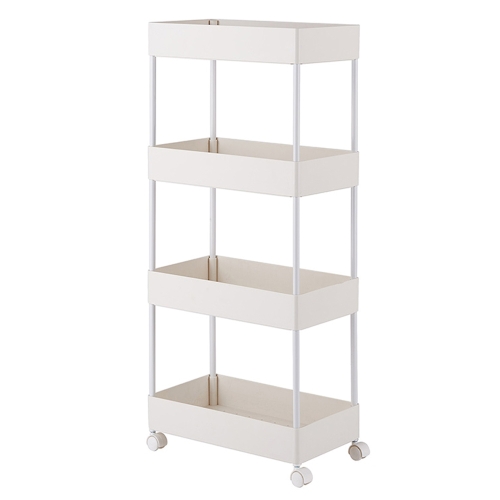 

[US Warehouse] 4-Tier Kitchen Bathroom Counter Shelf Rolling Storage Cart (White)