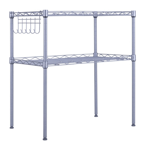 

[US Warehouse] 2-Tier Adjustable Carbon Steel Kitchen Counter Shelf Microwave Oven Rack