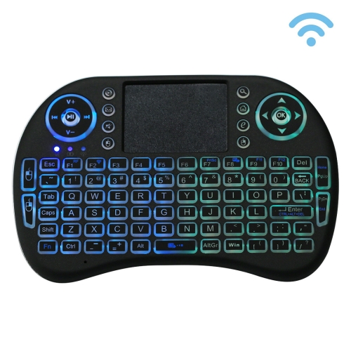 

2.4GHz Mini i8 Wireless QWERTY Keyboard with Colorful Backlight & Touchpad & Multimedia Control for PC, Android TV BOX, X-BOX Player, Smartphones(Black)