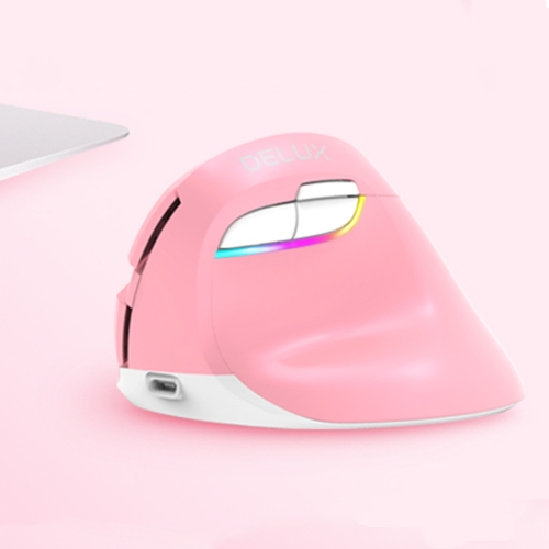 

DELUX M618 Mini 2.4G Wireless 2400DPI USB Rechargeable Ergonomic Vertical Mouse (Pink)