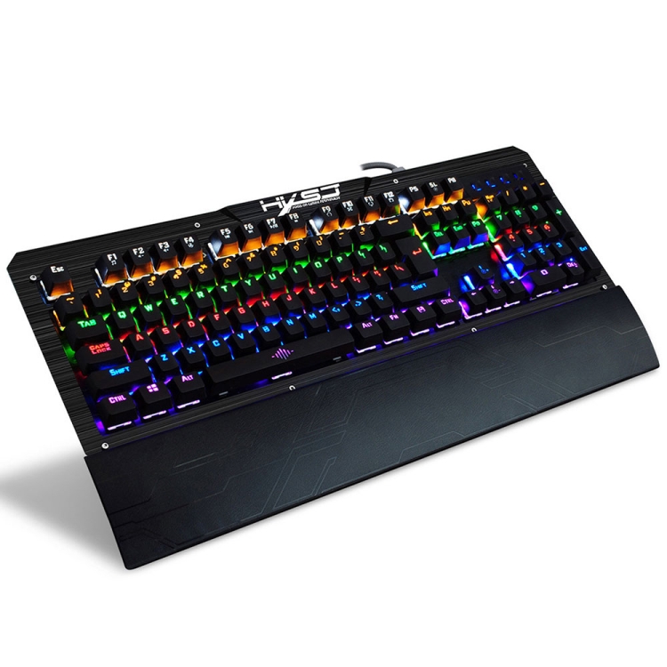 

HXSJ 2600 USB 104 Keys OUTEMU Blue Switch RGB Backlight Wired Mechanical Keyboard with Removable Hand Care, Length: 1.45m(Black)