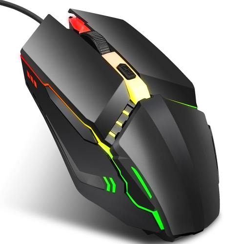 

HXSJ S200 USB2.0 1600dpi Adjustable 4-Keys Colorful Glowing Wired Gaming Mouse, Length: 1.5m