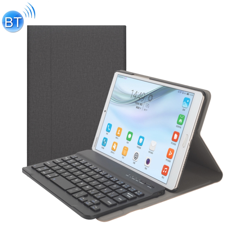

A84 Linen Texture Detachable Magnetic Plastic Bluetooth Keyboard Protection Leather Case for Huawei MediaPad M5 8, with Stand(Black)