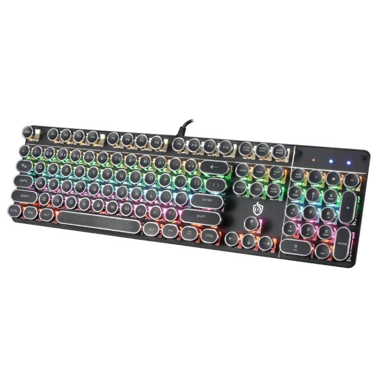 

MSEZ HJK900-5 104-keys Electroplated Punk Keycap Colorful Backlit Wired Mechanical Gaming Keyboard(Black)