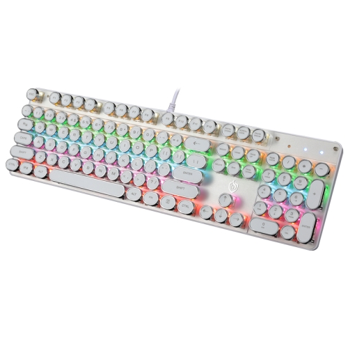 

MSEZ HJK900-5 104-keys Electroplated Punk Keycap Colorful Backlit Wired Mechanical Gaming Keyboard(Silver)