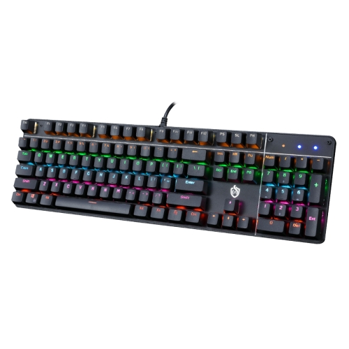 

HJK900-10 104-keys Ordinary Two-color Keycap Colorful Backlight Wired Mechanical Gaming Keyboard (Black)