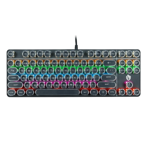 

MSEZ HJK917-5 87-keys Electroplated Punk Keycap Colorful Backlit Wired Mechanical Gaming Keyboard, Cable Length: 1.6m(Black)