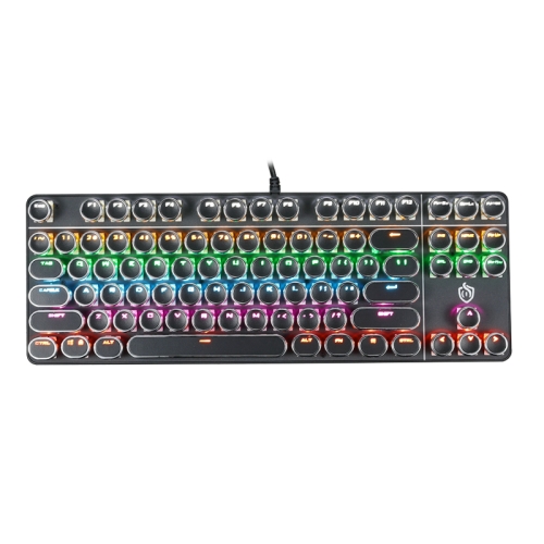 

MSEZ HJK917-7 87-keys Electroplated Two-color Transparent Character Punk Keycap Colorful Backlit Wired Mechanical Gaming Keyboard, Cable Length: 1.6m(Black)