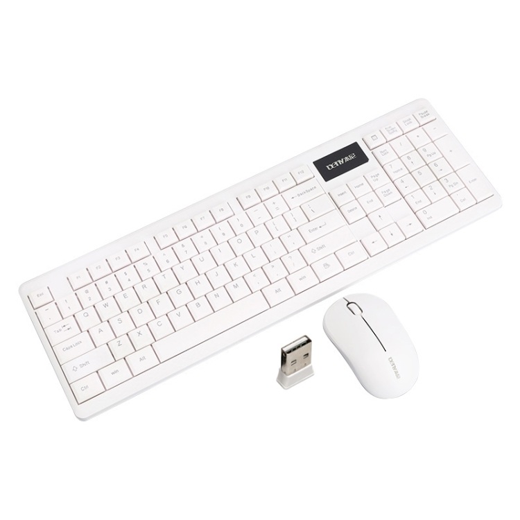 

Beny BM9000 2.4G 104 Mute Keys Desktop Notebook Fashion and Office Wireless Keyboard & Mouse Set (White)