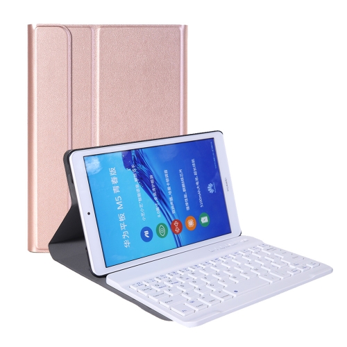 

A0M5 Detachable Bluetooth Keyboard + Ultrathin Horizontal Flip Leather Case for Huawei MediaPad M5 & Honor Tab 5 8 inch, with Holder(Rose Gold)