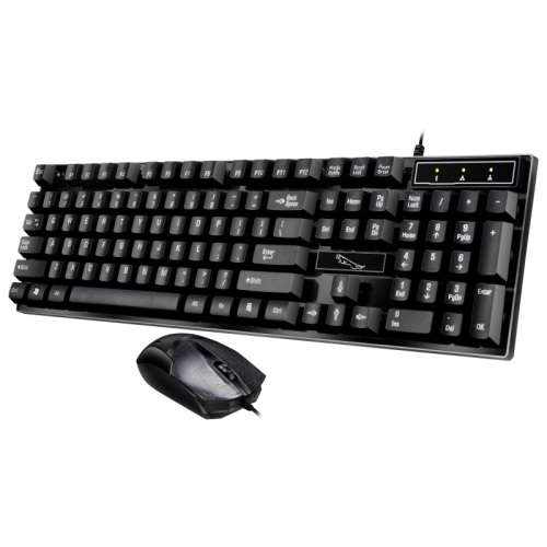 

ZGB Q17 104 Keys USB Wired Suspension Gaming Office Keyboard + Wired Symmetrical Mouse Set, Keyboard Cable Length: 1.4m, Mouse Cable Length: 1.3m (Black)