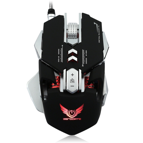 

ZERODATE X300GY Wired Mechanical Macros Define 7 Programmable Keys 4000 DPI Max Adjustable Gaming Mouse with Backlight(Black)