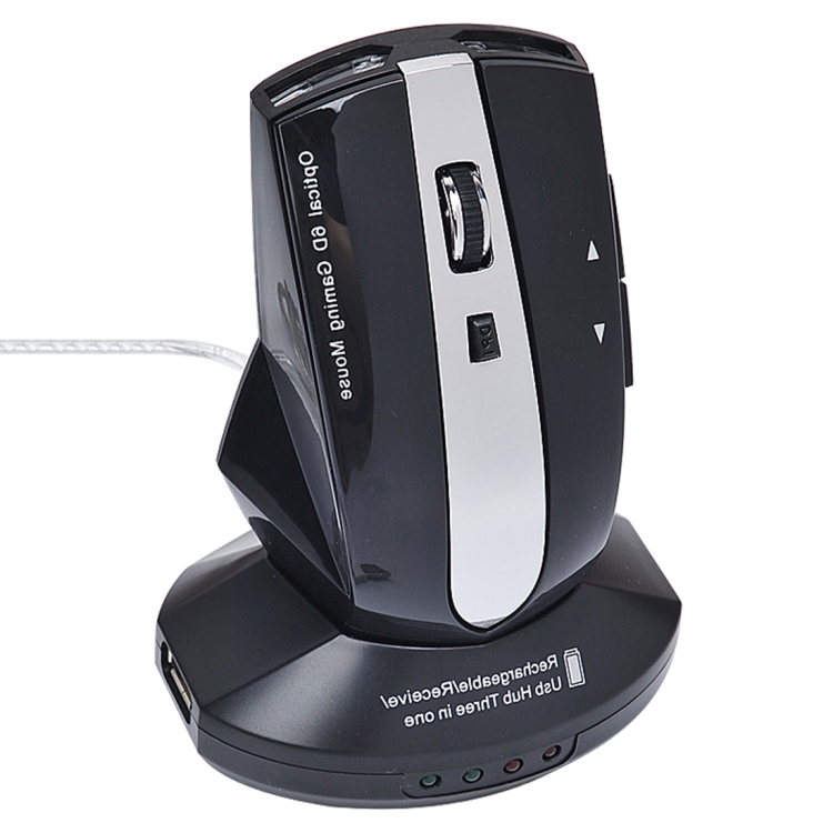 

MZ-011 2.4GHz 1600DPI Wireless Rechargeable Optical Mouse with HUB Function(Black)