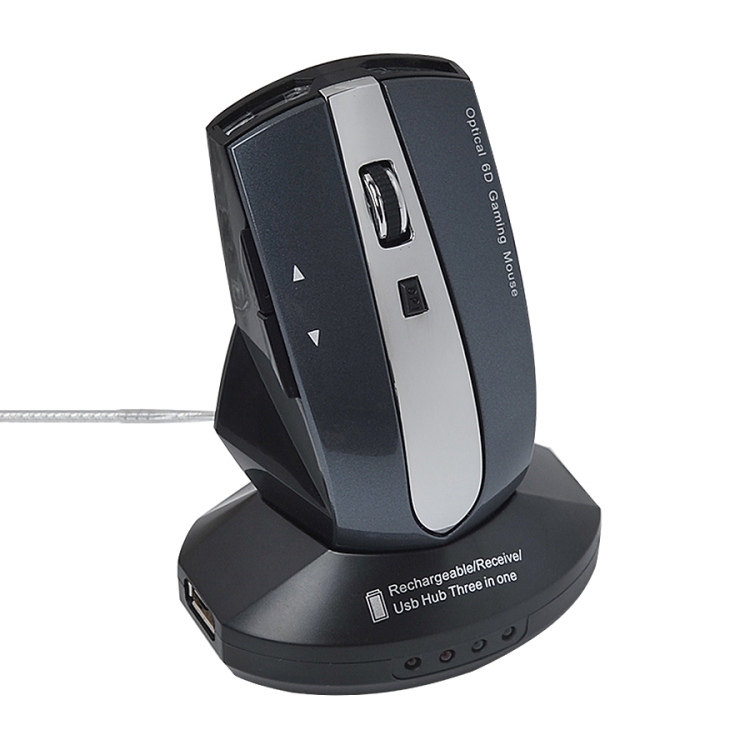

MZ-011 2.4GHz 1600DPI Wireless Rechargeable Optical Mouse with HUB Function (Blue)