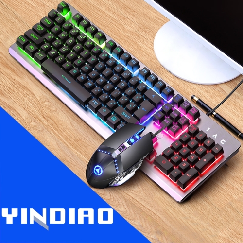 

YINDIAO K002 USB Wired Mechanical Feel RGB Backlight Keyboard + Optical Mouse Set(Black)