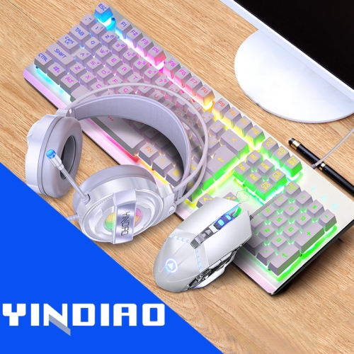 

YINDIAO K002 USB Wired Mechanical Feel RGB Backlight Keyboard + Optical Mouse + Headset Set(White)