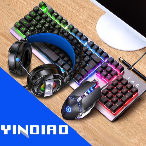 

YINDIAO K002 USB Wired Mechanical Feel Sound Control RGB Backlight Keyboard + Optical Mouse + Headset Set(Black)
