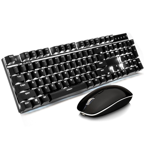 

Ajazz A3008 Laptop Computer Office Gaming Wireless Mechanical Keyboard Mouse Set (Black)