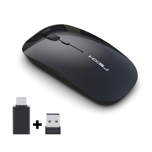 

HXSJ M60 2.4GHz 4-keys USB Rechargeable Wireless 1600DPI Optical Mute Mouse for Laptop / Desktop PC, with USB-C / Type-C Adapter
