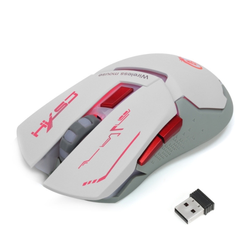 

HXSJ X30 6-keys USB Rechargeable Colorful Glowing 2400DPI Three-speed Adjustable Wireless Optical Gaming Mouse (White)