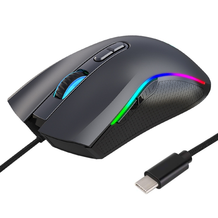 

HXSJ A869 Type-C 7200dpi 6-modes Adjustable 7-keys RGB Light Wired Game Mouse
