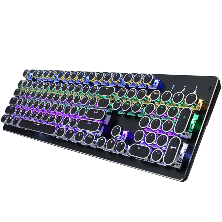 

HXSJ V800 Punk Round Cap 104 Keys Colorful Backlit Blue Axis Mechanical Wired Gaming Keyboard for Computer PC Laptop(Black)