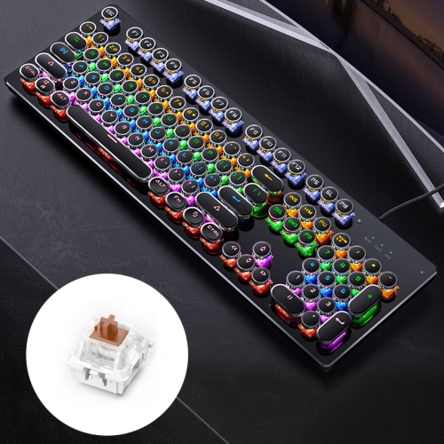 

YINDIAO Electroplating Punk Mixed Light USB Mechanical Gaming Wired Keyboard, Tea Shaft (Black)