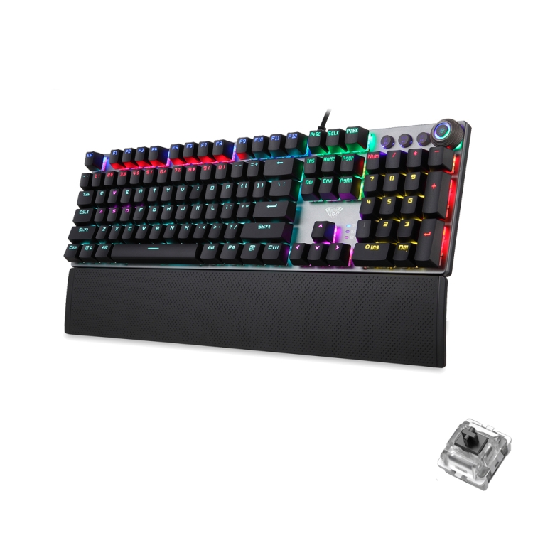 

AULA F2088 108 Keys Mixed Light Mechanical Black Switch Wired USB Gaming Keyboard with Metal Button (Black)