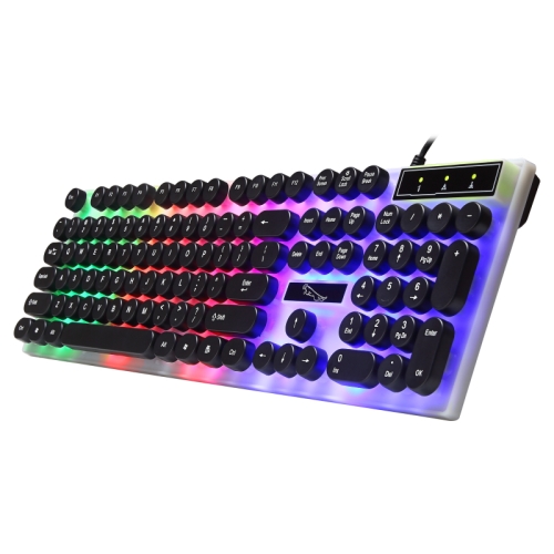 

Chasing Leopard G21 USB 104-keys Waterproof Floating Round Punk Keycap Colorful Backlight Mechanical Feel Wired Keyboard, Length: 1.3m(Black)