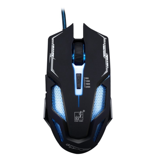 

Chasing Leopard V10 USB 6-keys 2400DPI Four-speed Adjustable Steel Mesh Backlight Wired Optical Gaming Mouse, Length: 1.45m(Black)