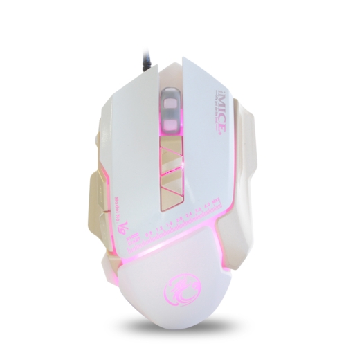 

iMICE V9 USB 7 Buttons 4000 DPI Wired Optical Colorful Backlight Gaming Mouse for Computer PC Laptop (White)